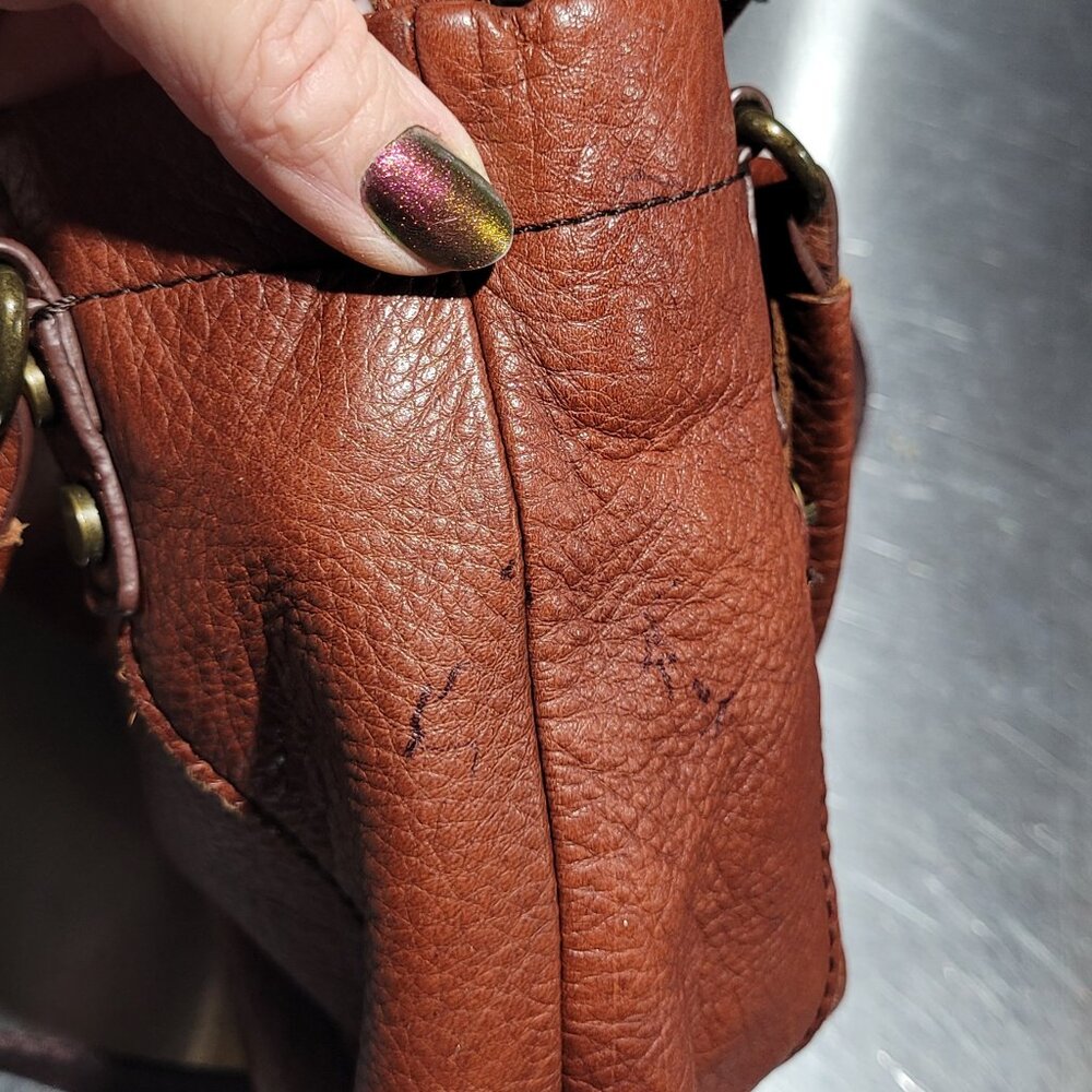 BEAUTIFULLY DISTRESSED VTG AMERICAN LEATHER CO. BROWN CROSSBODY BAG PURSE EUC - Picture 5 of 16